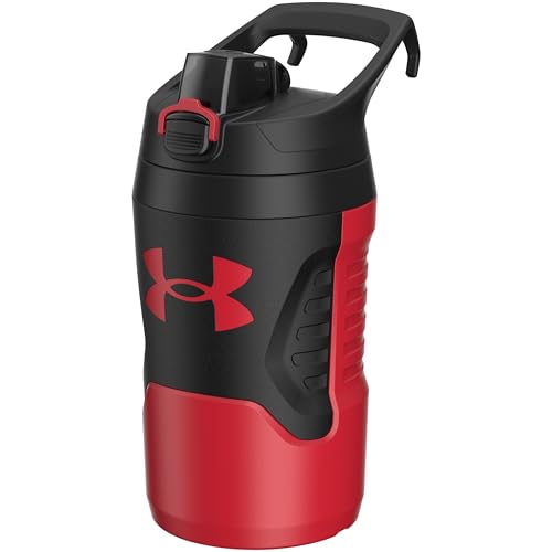 Under Armour 32 oz Insulated Water Bottles - Sports Water Jug with Fence Hook, Leak Resistant for Baseball, Football & More, 32 oz Insulated, Red/Black - color: Red/Black, size: 32 Ounces