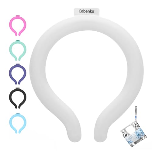 Neck Cooling Tube with Cold Insulated Bag,Reusable 18℃/64℉ Ice Neck Ring Wearable Body Cooler Products for Summer (White) - color: White