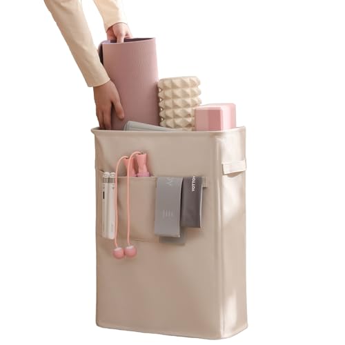 Home Gym Storage Rack, Workout Organizer, Exercise Equipment Storage for Yoga Mat Straps, Thick Yoga Mat (Oatmeal Beige, Large) - color: Oatmeal Beige, Large