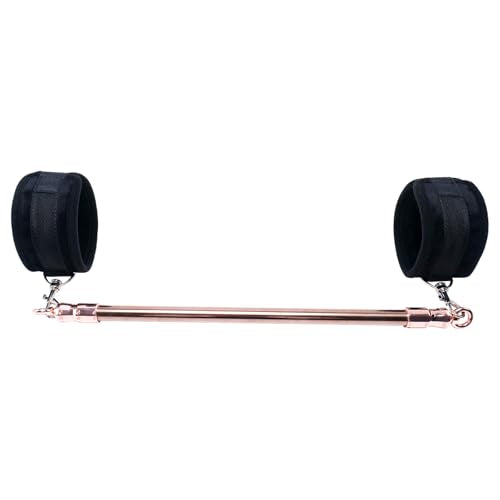 Spreader Bar Stainless Steel Vintage Black Bar with 2pcs Adjustable Straps,Sports Aid Training Fitness Gear Pilates Aid Kit, Home Restore Pilates Indoor Yoga Set - style: Fixed RoseGold+Black Furry Kit