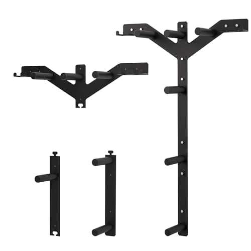 Wall Mounted Weight Plate Rack, 6 Pegs & 4 Barbell Storage Rack, 1190 LBS Capacity Weight Plate Holder, Wall Mounted Bumper Plate Storage for Home Garage Gym, Fit 2" Olympic, Rubber Protection Pads - size: Weight Plate Tree