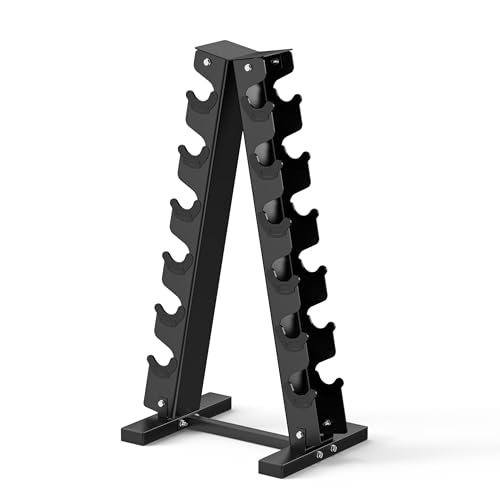 HANDBODE A-Frame Dumbbell Rack | Ideal for home gym, space-saving triangular frame, heavy-duty steel, holds multiple dumbbells securely - color: 1 X 6-Tier A-Frame