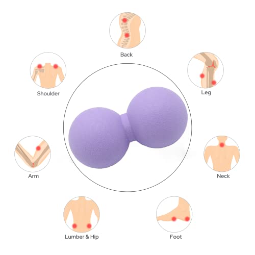 Hard Peanut Massage Ball, Double Lacrosse Massage Ball. Deep Tissue Massager Mobility Roller for Physical Therapy Myofascial Release Trigger Point Muscle Relax Pain Relief Acupressure (Purple) - color: Purple