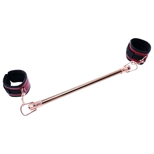 Spreader Bar Stainless Steel Vintage Black Bar with 2pcs Adjustable Straps,Sports Aid Training Fitness Gear Pilates Aid Kit, Home Restore Pilates Indoor Yoga Set - style: Fixed RoseGold+Red Crocodile Kit