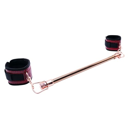 Spreader Bar Stainless Steel Vintage Black Bar with 2pcs Adjustable Straps,Sports Aid Training Fitness Gear Pilates Aid Kit, Home Restore Pilates Indoor Yoga Set - style: Fixed RoseGold+Red Crocodile Kit