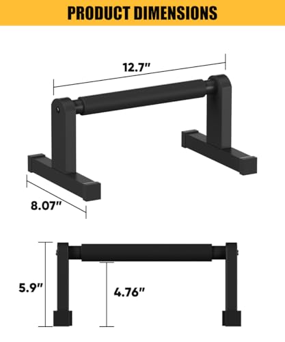 Push Up Bars, Heavey Duty Parallettes Dip Bar with Non-slip Grips for Calisthenics Planche L Sit Handstand Fitness Floor Workout, Pushup Station Handles Stand for Gym Strength Training - color: black
