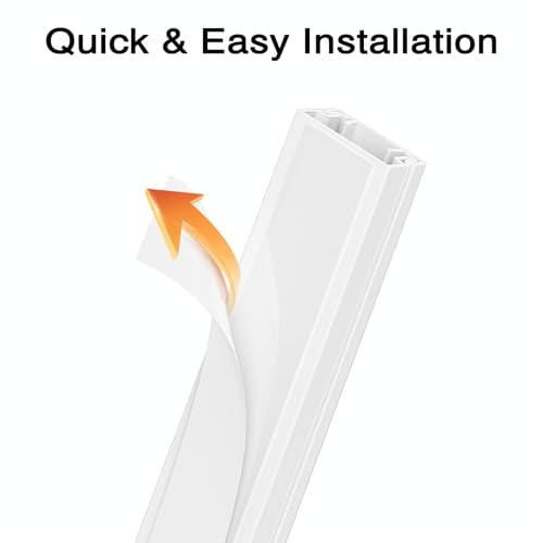Delamu 56.7in Cord Hider, Cord Covers for Mini Wire on Wall, Paintable Cable Hider Wire Covers for Cords, Self-Adhesive Cable Cover Management, Easy Set-up Wires Hiders for TV, W0.55 H0.4in, White - color: White, size: 56.7in L x 0.55in W x 0.4in H