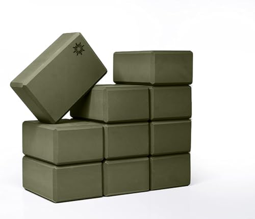 Bulk 4 in Foam Yoga Blocks, 10 Pack - color: Olive