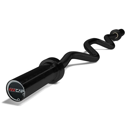 CAP 48" Olympic Super Curl Bar | Heavy Duty Solid Steel, 500 lb Capacity - color: Black, style: Elite