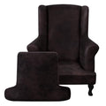 ANARACHON Leather Look Wingback Chair Covers, 2-Piece Wing Chair slipcover,Stretch Wing Back Armchair Slipcovers with Elastic Bottom, Soft Spandex Furniture Protector for Living Room (Chocolate) - color: Chocolate