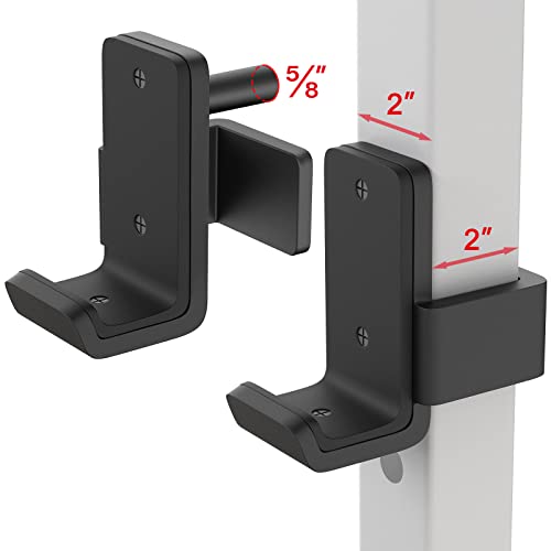 SELEWARE Solid Steel J Hooks for 2" x 2" or 3" x 3" Tube Power Cage with 1" 1/2" or 5/8" Hole Squat Rack Attachment, J-Hook Barbell Holder for Power Rack, Set of 2 - color: For 5/8" Hole of 2x2 inch Rack