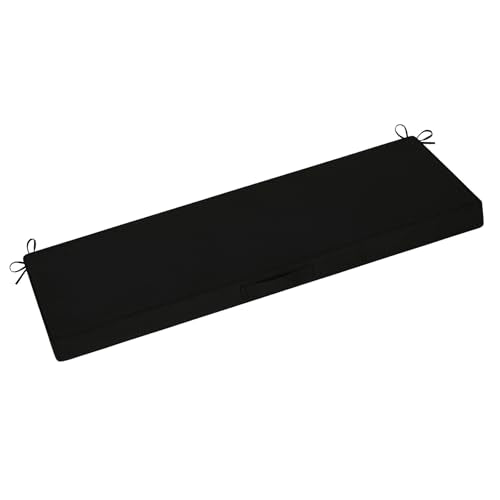 downluxe Outdoor Bench Cushion Waterproof, 48 x 18 Inch Patio Furniture Cushions with Adjustable Ties & Portable Handle, Porch Swing Cushions, Bench Cushions for Outdoor Furniture, Black - color: Black, size: 48x18x3 Inch