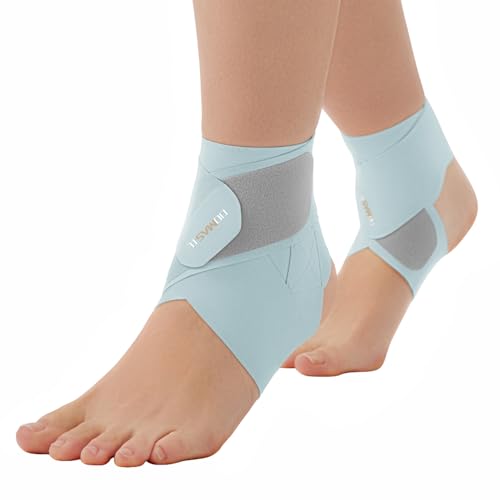 Ultra Thin Ankle Wraps Ankle Brace for Men ＆ Women, Adjustable Ankle Straps for Arch, Sprained Foot, Tendinitis, Football, Basketball, Running（Azure, 2 Pack） - color: Azure, size: 2 Pack