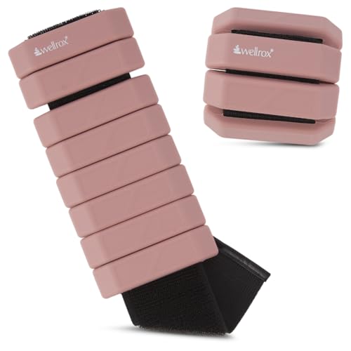 Wellrox Weighted Bangles – Adjustable Ankle and Wrist Weights for Women & Men – Set of Ankle Weights 2 lbs (1 lb Each Wrist Weight) | Weighted Arm Bands for Pilates, Yoga, Running & Walking - color: Dusty Rose
