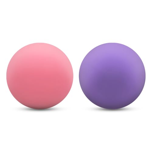 2 Pack Massage Lacrosse Balls for Myofascial Release,Yoga Deep Tissue Massage,Trigger Point Therapy and Foot Plantar Fasciitis,Muscle Soreness Massager Ball (Pink + Purple) - color: Pink + Purple