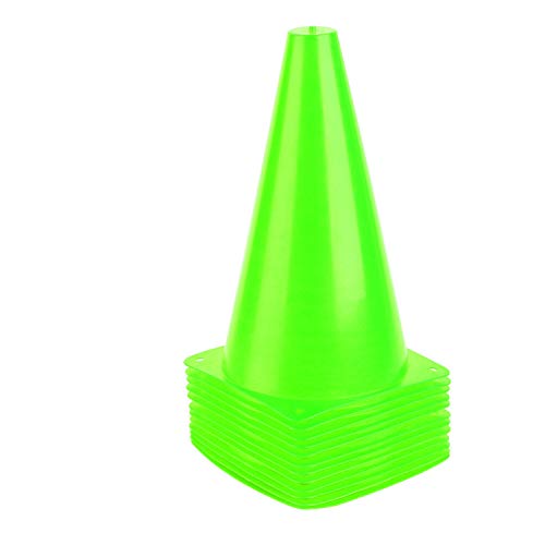 9 Inch Plastic Training Traffic Cones, Sport Cones, Agility Field Marker Cones for Soccer Basketball Football Drills Training, Outdoor Activity or Events - (Set of 10, 12, 15 or 24, 4 Colors) - color: 12 Pack Green