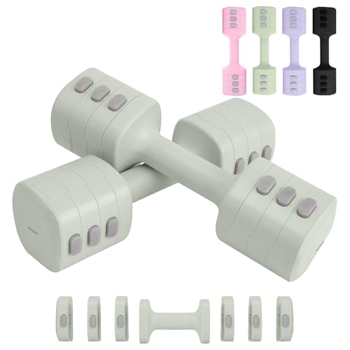 kisnbld Adjustable Dumbbell Set, 2-in-1 Dumbbells & Kettlebell,Hand Weights | 2.2-5.5lb Each Free Weights for Women Beginners with Fast Adjustment,Weights Set for Home Gym & Outdoor Exercise Training - color: Green