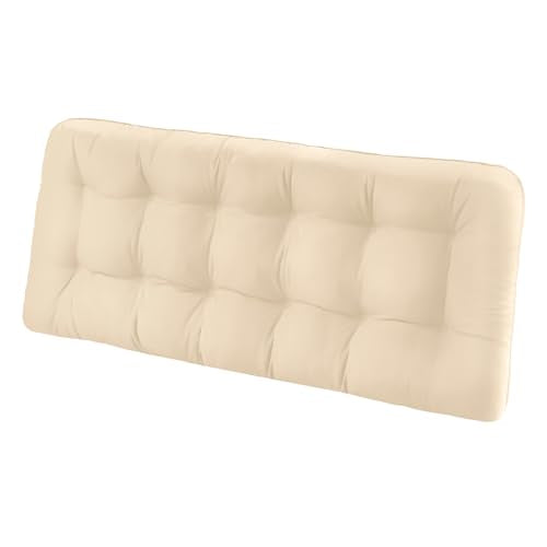 Tufted Bench Cushions for Outdoor Furniture, 59" x 18" Porch Swing Cushions Filled with Foam, Overstuffed Patio Cushions for Bench Loveseat with 2-3 Seats,Thick and Water Resistant, Beige - color: Beige, size: 59" x 18" x 5"