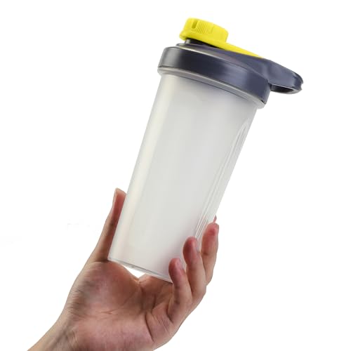 Mr. Pen- Shaker Bottles for Protein Mixes with Twist Cap, 28 oz | Gray/Yellow, Protein Shaker Bottle with Wire Whisk Ball - color: Gray/Yellow