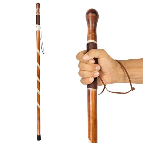 Vive Wooden Walking Stick - Willow Cane for Seniors Hiking & Balance | Heavy Duty Carved Twisted Wood Sticks for Men & Women - Stylish Support Pole for Outdoor Trekking & Weight Bearing