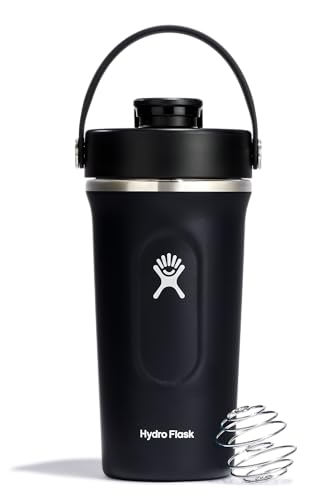 Hydro Flask Shaker Bottle – Insulated Stainless Steel Gym Bottle for Pre Workout & Protein 24 Oz Black - color: Black