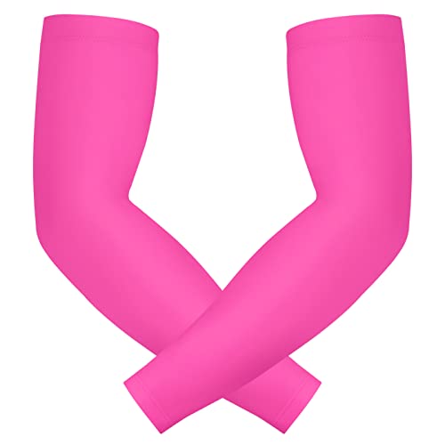HDE Arm Compression Sleeves for Kids Basketball Shooting Sleeve Youth Sports Cooling Sun Protection Football Baseball 1 Pair - color: Pink, size: Youth Small