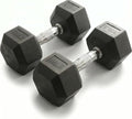 5-100 lb Rubber Hex Dumbbell Set - size: 100 lb, Pair