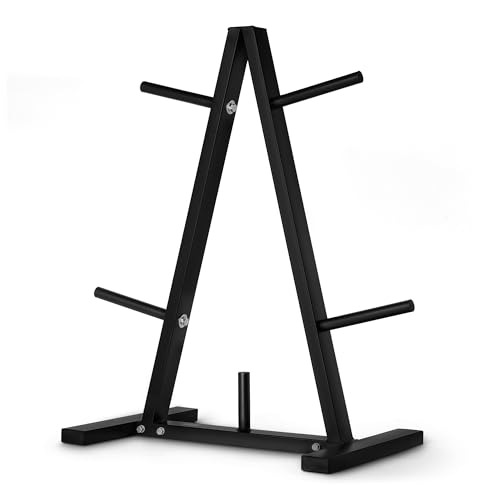 Amazon Basics Weight Plate Tree Rack, Durable Steel, Space-Saving Vertical Design for Home Gym - size: 1" Weight Plate Tree, 300 lbs