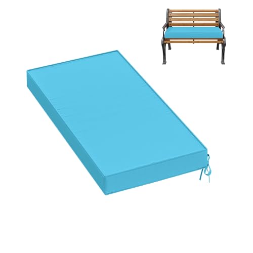 Premium Outdoor Bench Cushions for Patio Furniture 3.5inches Memory Foam Bench Cushion Waterproof Fade Resistant Porch Swing Cushions with Straps 36×18 Inch Lake Blue - color: Lake Blue, size: 36'' x 18'' x 3.5''