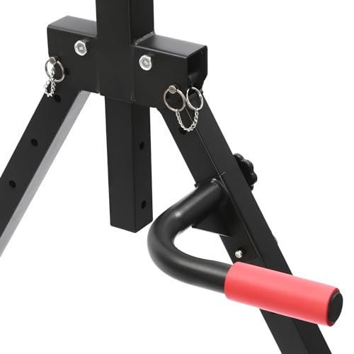 Power Tower Pull Up Bar Station Multi-Function Adjustable Height Foldable Dip Station for Home Gym Workout Heavy Duty Strength Training Fitness Equipment Stable Triangular Structure 440 LBS