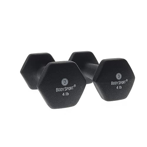 Body Sport Neoprene Dumbbell Pair - Strength Training Equipment for Exercises - Home Gym Accessories - Weight Training - style: 4 Pounds