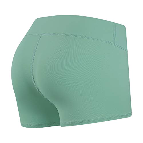 Tough Mode Women's 3" Athletic Workout Volleyball Running WOD Compression Shorts - color: Ash Green, size: Small