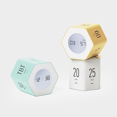mooas Multi-Hexagon Clock Cube, Digital Clock, Pomodoro Timer, Backlit Display 12/24H Mode Count up & Countdown Timer, Rotating Various Time Presets for Classroom, Gym, Kitchen (Mint) - color: Mint