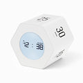 mooas Multi-Hexagon Clock Cube Timer, Digital Clock Time Timer, Pomodoro Timers, Backlit Display 12/24H Mode Count up & Countdown, Rotating Various time presets ideal for Classroom Gym Kitchen (White) - color: White, Mint, Yellow