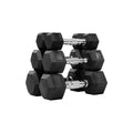 Fitvids Rubber Encased Hex Dumbbell Set Contoured Handle for Muscle Toning, Strength Building & Full Body Workout, 60LB, 100LB, 150LB and 550LB Set - style: 60LB Set (5/10/15LB Pairs)
