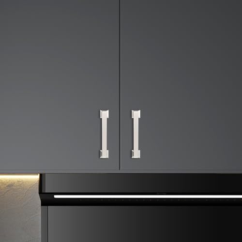 10 Pack 3-3/4 inch(96mm) Brushed Satin Nickel Kitchen Cabinet Handles Cabinet Pulls Sliver Drawer Pulls Kitchen Cabinet Hardware Dresser Handles - color: Brushed Satin Nickel, size: 3-3/4" Hole Center（96mm）