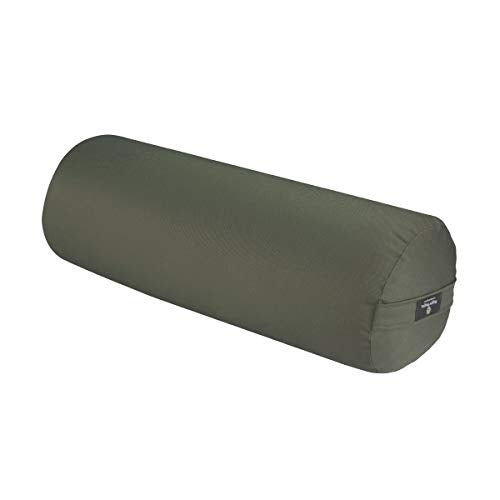 Hugger Mugger Round Yoga Bolster - Firm Round Shape, Higher Profile, Great Under Knees, Soft Support, Handmade in The USA - color: Olive
