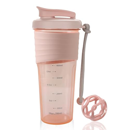 Protein Shaker Bottle,Sports Blender Bottles for Protein Mixes with Whisk Ball,Mixer Bottle,Portable Pre Workout Whey Protein Drink Shaker Cup，Midnight Pink - color: Midnight Pink