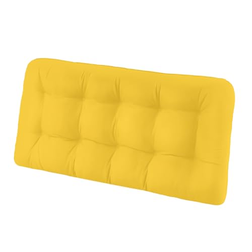 Tufted Bench Cushions for Outdoor Furniture, 48" x 18" Porch Swing Cushions Filled with Foam, Overstuffed Patio Cushions for Bench Loveseat with 2-3 Seats,Thick and Water Resistant, Yellow - color: Yellow, size: 48" x 18" x 5"