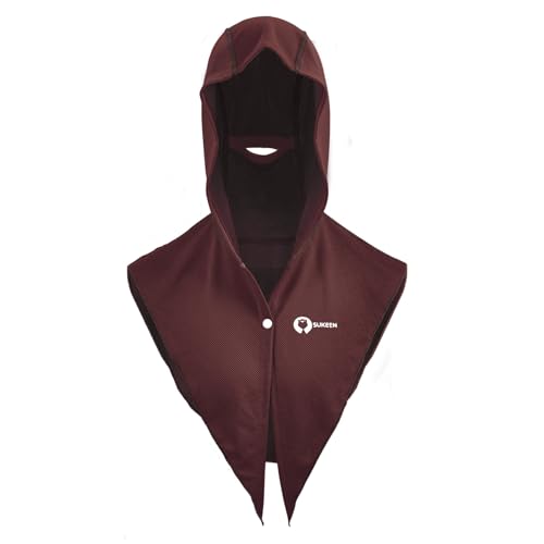 Sukeen Cooling Hoodie Towel, Instant Cooling Towels for Neck and Face, UPF 50 Sun Protection Ponytail Cooling Neck Wraps, Quick Drying Cool Towels for Sports, Gym, Hiking, Camping, Workout, Brown Red