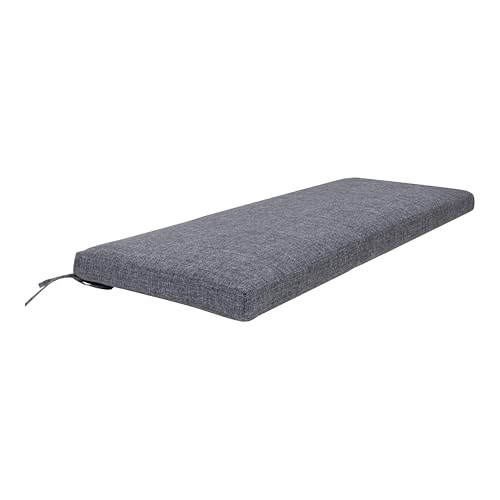 QILLOWAY Indoor/Outdoor Bench Cushion, Thick Upholstery Foam Couch Swing Pads with Ties,48-Inches,Charcoal Grey/Black. - color: Charcoal Grey/Black