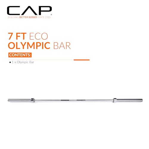 CAP Olympic Barbell - 5FT, 6FT, & 7FT Strength Training Weight Bars, Multiple Options - size: 7 ft (85") - Chrome, style: Classic