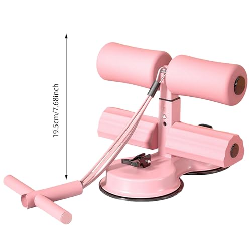 Sit-up Assistant Bar with Resistance Band, Adjustable Abdominal Core Training Sit Up Foot Holder with 2 Strong Suction Cups, Sit-Ups & Core Exercises, Sit Up Bar for Ab Workouts Home Gym - color: Light grey