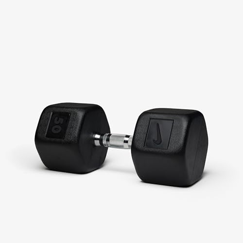 Nike Rubber Hex Dumbbell Pair - color: Black / Black, size: 50 lb