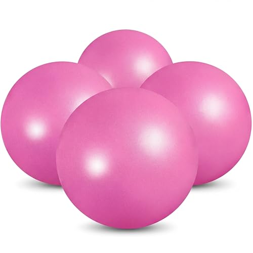Aoriher 10 Pack 9 Inch Small Pilates Ball Bulk Mini Exercise Ball Portable Non-Slip Workout Yoga Balls with Air Pump for Stability, Barre, Fitness, Balance, Physical &Core, Gym Home Office Use - color: Solid Pink