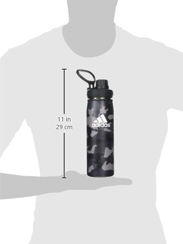 adidas Stainless Steel Metal Water Bottle 20 oz (600 mL) Screw Cap - color: Camouflage Carbon/Black/White