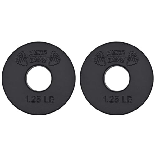 Micro Gainz Standard 1-Inch Center Hole Fractional Weight Plates Set of 2 Plates, Choose Set (.25LB-1.25LB), Designed for Standard 1-inch Barbells & Dumbbells, Made In USA - color: 1.25lb Black