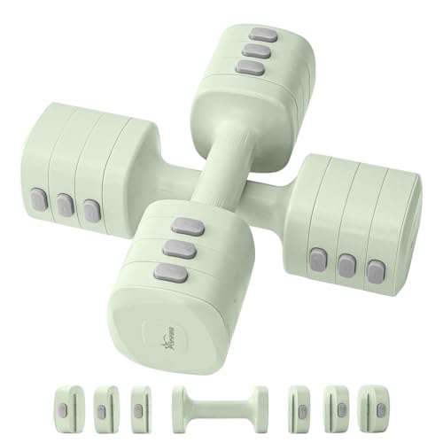 2-in-1 Adjustable Dumbbell & Kettlebell Set for Women (1.1-12.1 lbs), Quick-Change Free Weights for Home Gym, Pilates & Full Body Workout - color: Green, style: Pair