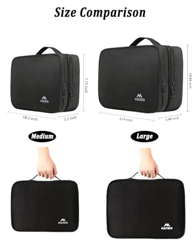 MATEIN Cable Organizer Bag, Large Travel Storage Bag Sturdy Tool Case with Handle for Phone Cord Electronics Accessories, Carrying Case for Tablet (Up to 12.9inch), Powerbank, Hard Drive, Black - color: Antique Black, size: Large