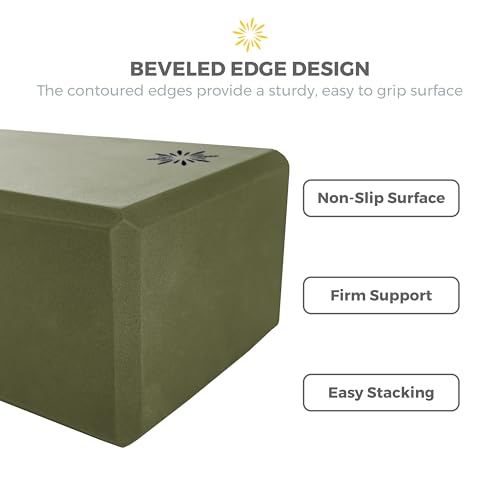 Bulk 4 in Foam Yoga Blocks, 10 Pack - color: Olive